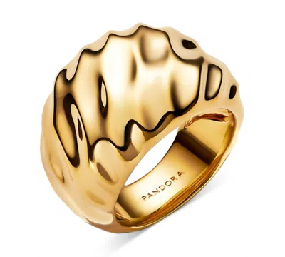 Pandora Rippled 14k Gold Plated Statement Ring