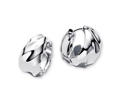 Pandora Rippled Small Hoop Earrings In Metallic