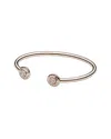 PANDORA PANDORA ROSE 14K ROSE GOLD PLATED CZ LOGO OPEN PAVE BANGLE