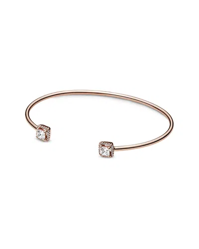 Pandora Rose 14k Rose Gold Plated Cz Square Sparkle Open Bangle In Nocolor