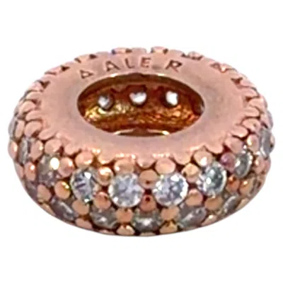 Pre-owned Pandora Rose Gold Plated Cubic Zirconia Bead Charm In Red