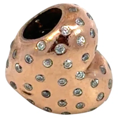 Pre-owned Pandora Rose Gold Plated Heart Charm Bead In Red