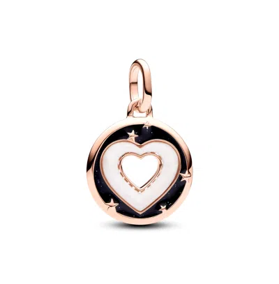 Pandora Rose Gold-plated Hearts Medallion Charms In Gray