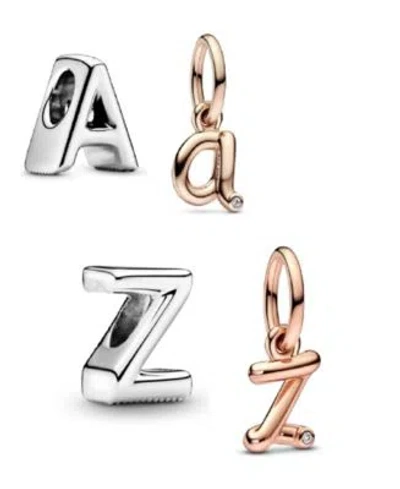 Pandora Script Alphabet Dangle Charm Set In Rose Gold - X