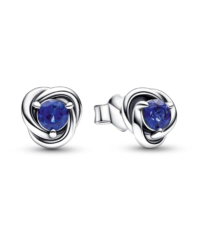 Pandora September Birthstone Eternity Circle Stud Earrings In Blue