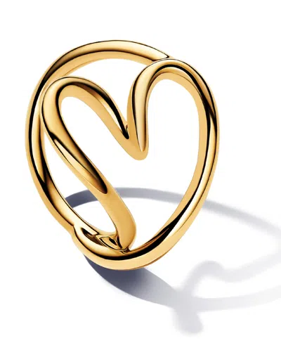 Pandora Shaped Heart Ring In 14k Gold-plated