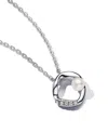 Pandora Sterling Silver Shaped Circle Treated Freshwater Cultured Pearl Collier 17.7 Inch Necklace In Silver