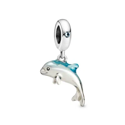 Pandora Shimmering Dolphin Dangle Charm In Blue