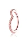 Pandora Shimmering Wish Clear Cz Wishbone  Rose Ring With Clear Cz In Pink