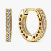 Pandora Shine Hoop Earrings With Clear Cubic Zirconia In Gold