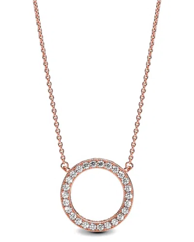 Pandora Signature 14k Rose Gold Plated Cz Circle Of Sparkle Necklace