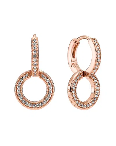 Pandora Signature 14k Rose Gold Plated Cz Hoop Earrings