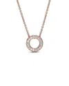 Pandora Signature 14k Rose Gold Plated Cz Pendant Necklace In Gold