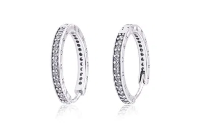 Pandora Signature Hoop Earrings - In Metallic