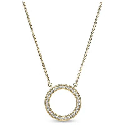 Pandora Signature Pave & Hearts Circle Pendant Necklace In Multi