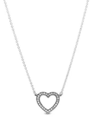 Pandora Signature Silver Cz Necklace In Metallic