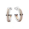 Pandora Signature Two Tone Logo & Pave Hoop Earrings In Multi