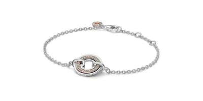 Pandora Signature Two Two-tone Logo & Pave Chain Bracelet In Gray