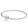 Pandora Silver Bangle With Heart-shaped Clasp