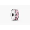 Pandora Silver Clip With Pink Cubic Zirconia And Silicone Grip In Metallic