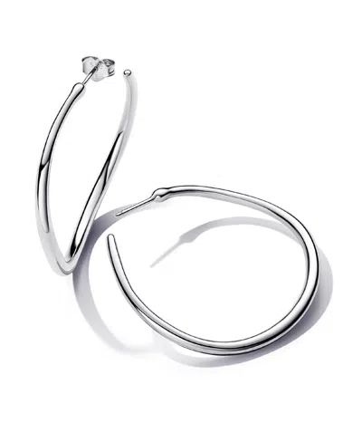 Pandora Silver Shaped Open 42 Mm Hoop Earrings