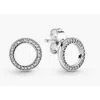 Pandora Silver Stud Earrings With Clear Cubic Zirconia