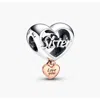 Pandora Sister Sterling Silver And 14k Rose Gold-plated Charm