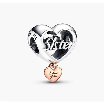 Pandora Sister Sterling Silver And 14k Rose Gold-plated Charm