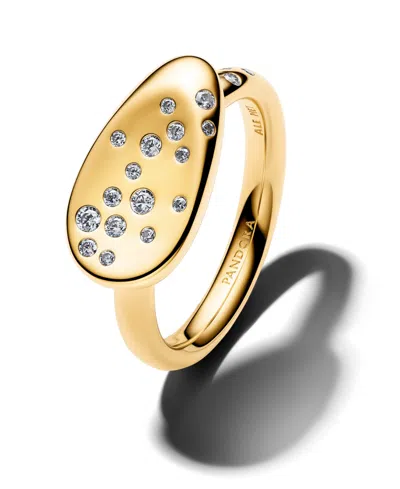 Pandora Small Stone-set Oval Signet Ring In Gold