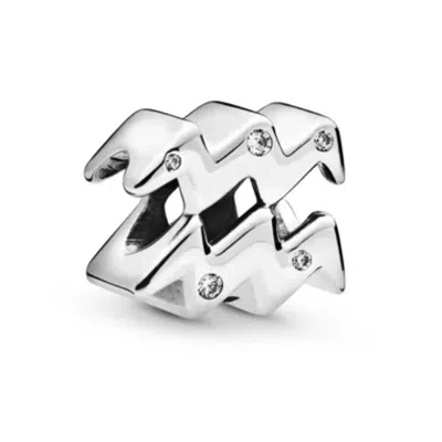 Pandora Sparkling Aquarius Zodiac Charm In Neutral