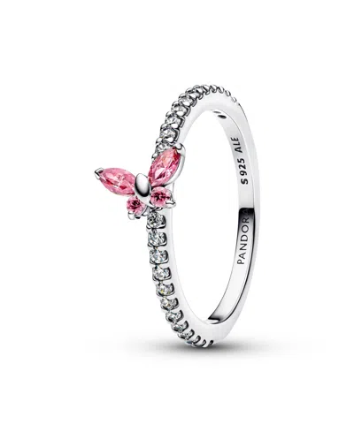 Pandora Sparkling Butterfly Ring In Pink