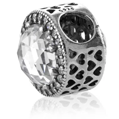 Pandora Sparkling Clear Charm In Sterling Silver In Gray