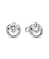 Pandora Sparkling Cubic Zirconia Round Halo Stud Earrings In Silver