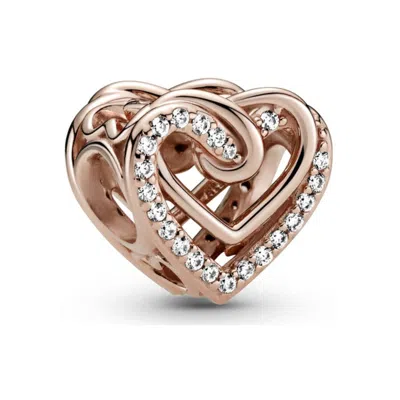 Pandora Sparkling Entwined Hearts Charm In Red