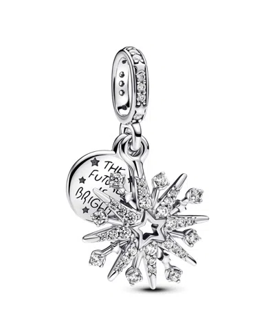 Pandora Sparkling Firework Double Dangle Charm In Sterling Silver