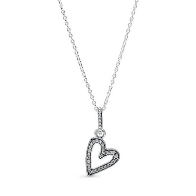 Pandora Sparkling Freehand Heart Pendant Necklace