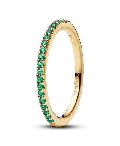 Pandora Sparkling Green Half-eternity Band Ring In Gold