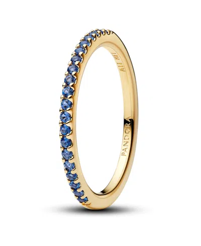Pandora Sparkling Green Half-eternity Band Ring In Gold
