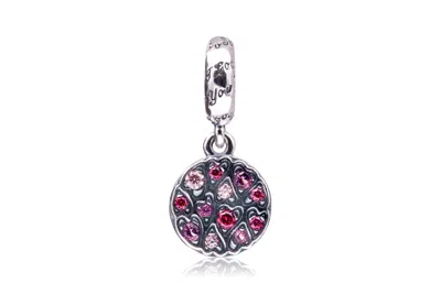 Pandora Sparkling Heart Pattern Dangle Charm In Gray
