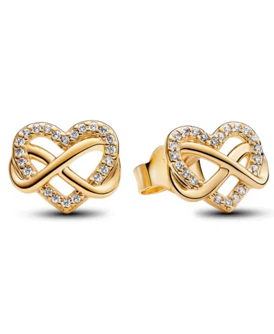 Pandora Sparkling Infinity Heart Stud Earrings In Gold