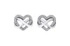 Pandora Sparkling Infinity Heart Stud Earrings In Brown