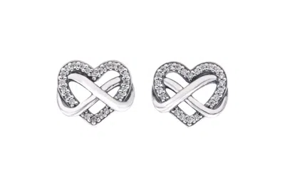 Pandora Sparkling Infinity Heart Stud Earrings In Brown