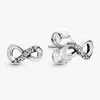 Pandora Sparkling Infinity Sterling Silver Stud Earrings In Metallic