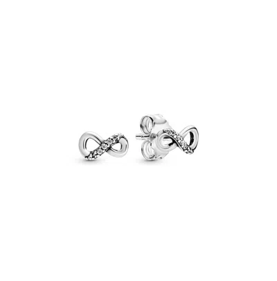 Pandora Sparkling Infinity Stud Earrings In Silver