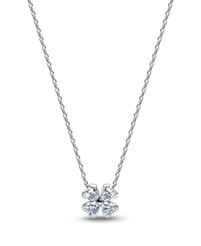 Pandora Sparkling Lucky Clover Pendant Necklace In Silver