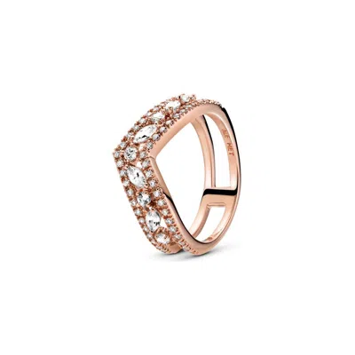 Pandora Sparkling Marquise Double Wishbone Ring In Gold