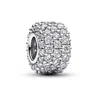 Pandora Sparkling Pave Triple-row Charm In Metallic