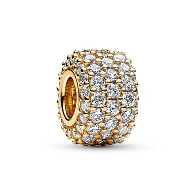 Pandora Sparkling Pave Triple-row Charm In Gold