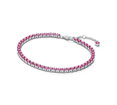 Pandora Sparkling Pink Tennis Bracelet In Multi