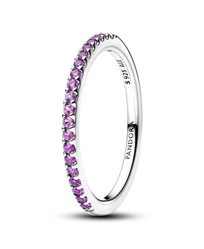 Pandora Sparkling Purple Half-eternity Band Ring In Multi